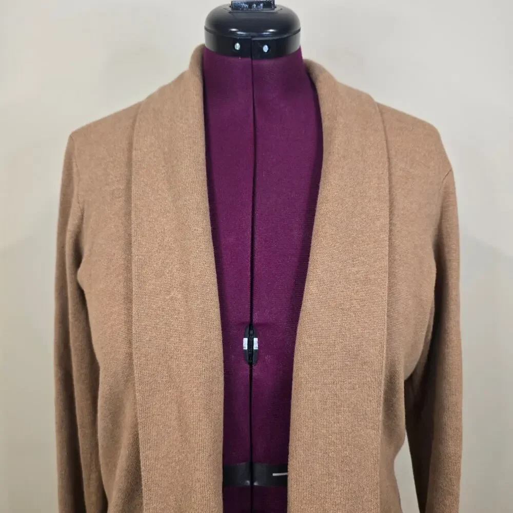 Women's J. Crew Brown Open Front Cotton Sweater Cardigan | Size Medium